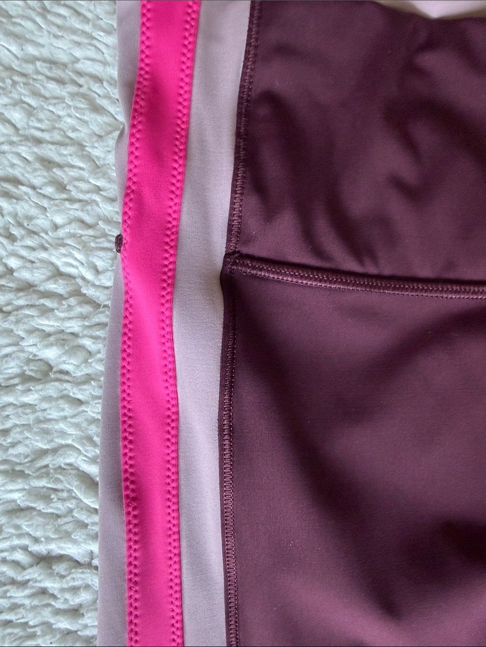 Athleta Maroon with Pink and Light Pink Side Stripes Crunch 7/8 Leggings - Picture 4 of 6